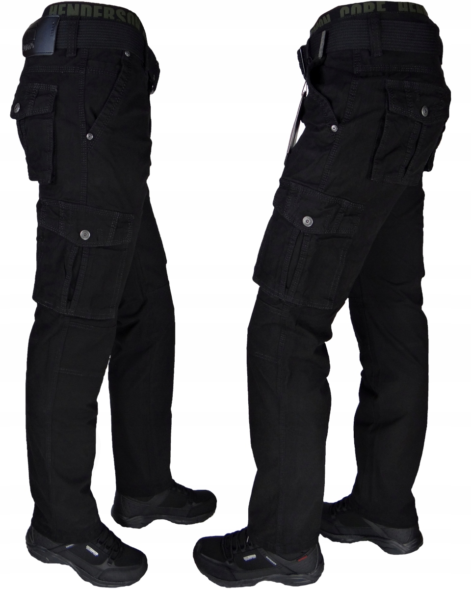 SPODNIE BOJÓWKI CZARNE Stretch z Paskiem Różne Rozmiary r.34 IT/Th cz. Marka inna