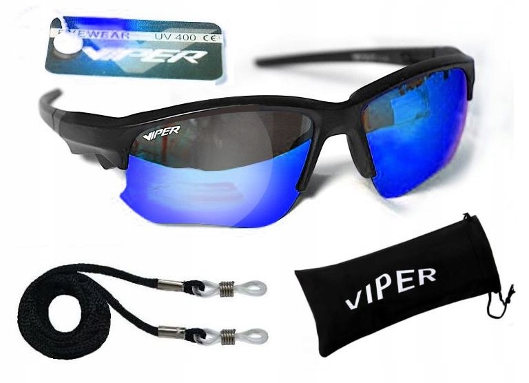 Okulary Viper 38 Uva Przeciwsłoneczne Lustrzanki Rowerowe Etui i Linka .4