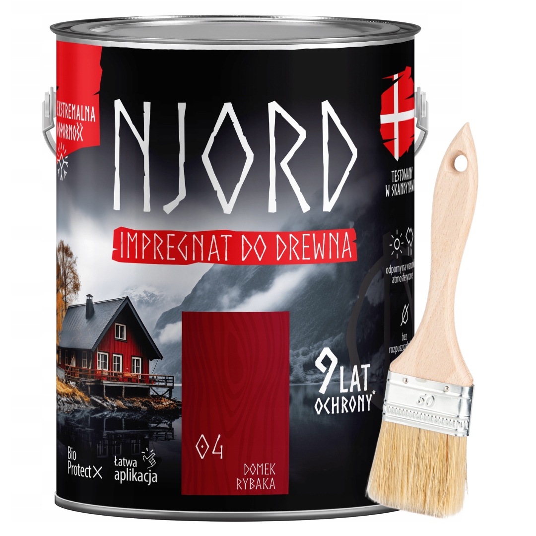 Sada Njord Ochranná Impregnace Na Dřevo 5 L Rybářský Domek Štětec 50 MM