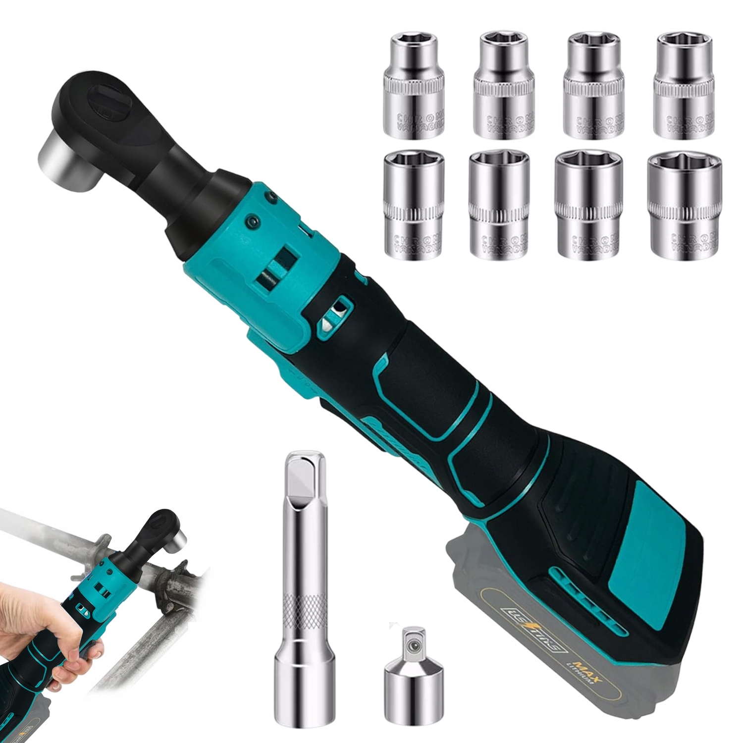 Příklepová Ráčna Elektrický Klíč Led Světlo S 8 Zásuvkami