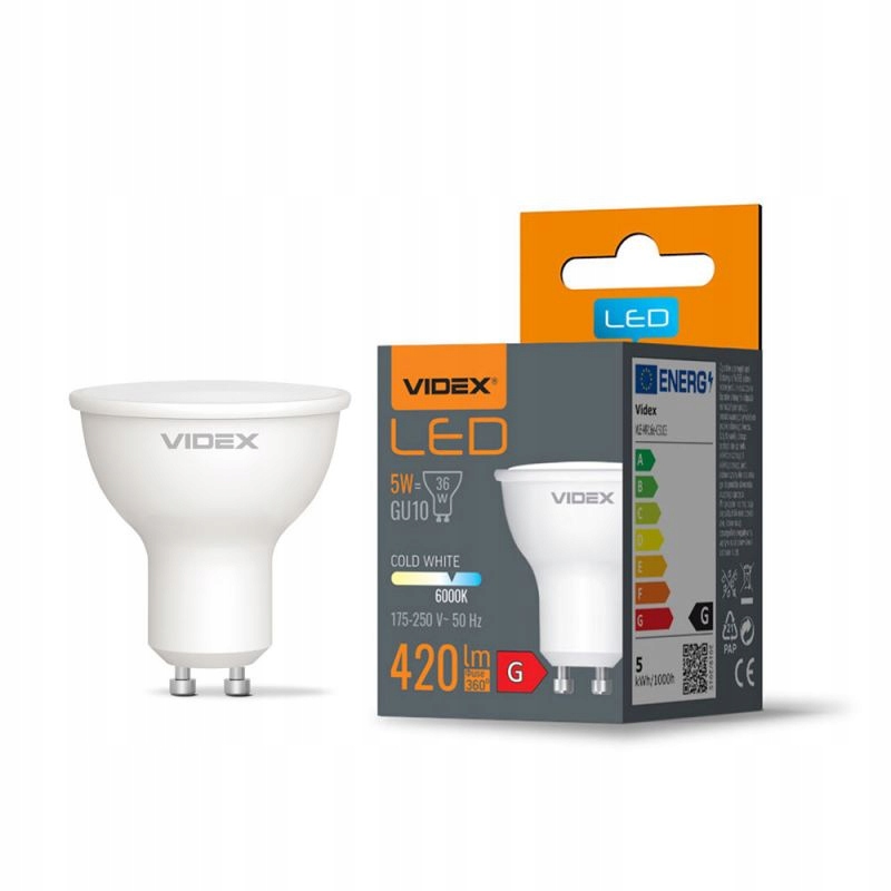 

Żarówka Led 5W, GU10, 420lm, Barwa zimna