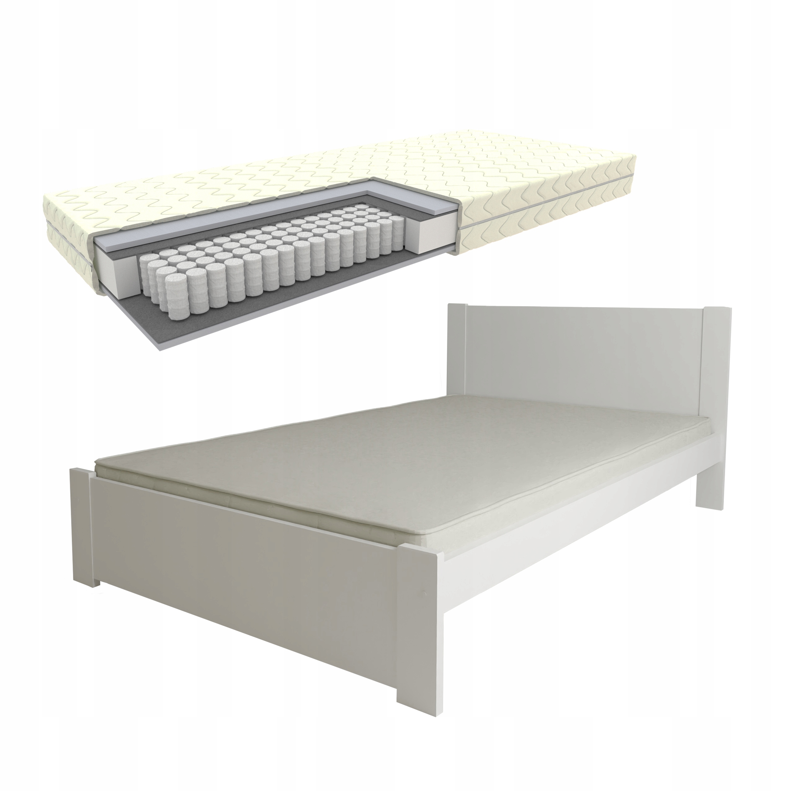 Postel D3 90X200 Bílá Jednolůžková Rošt Taštičková Matrace