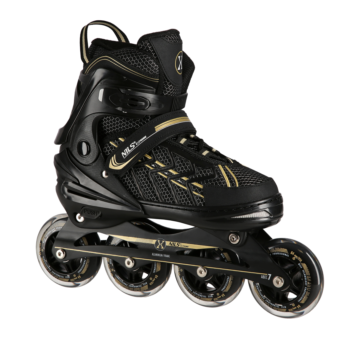 Rolki łyżworolki regulowane fitness czarno-złote ABEC7 43-45 Nils Extreme