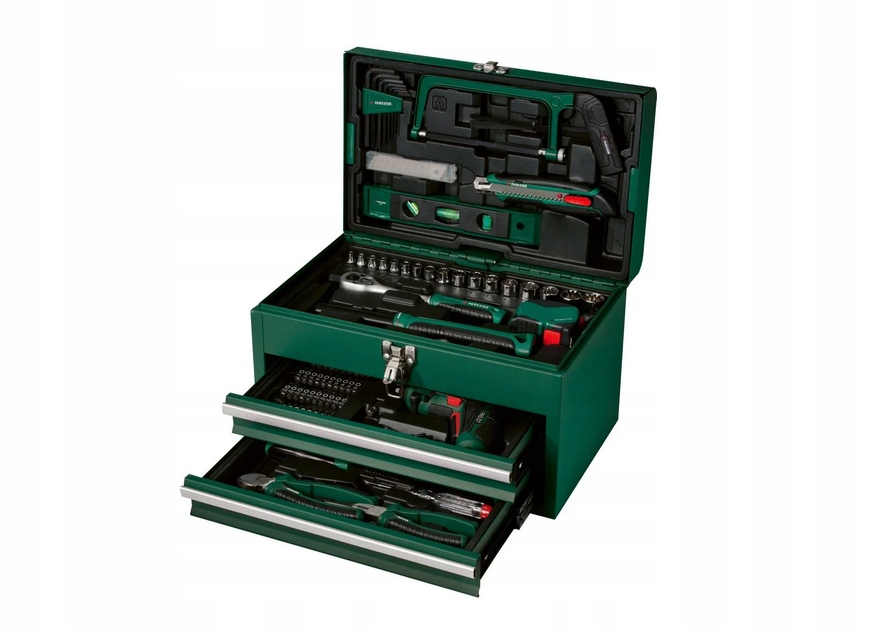 Skrzynka narzędziowa z wiertarko-wkrętarką, Pwbm A1, 92 elementy