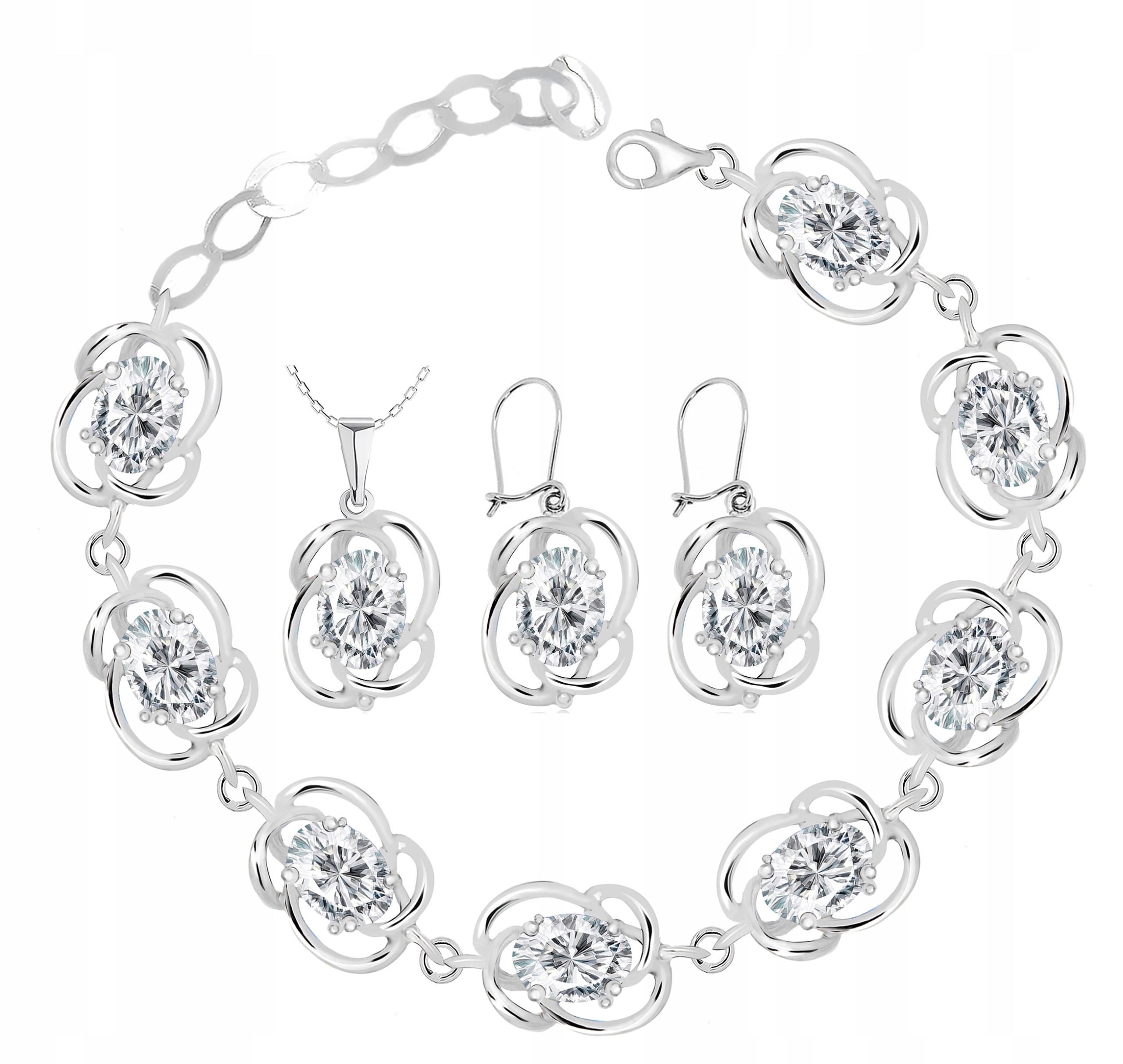 

Srebrny Komplet Biżuterii Z Cyrkoniami pr925