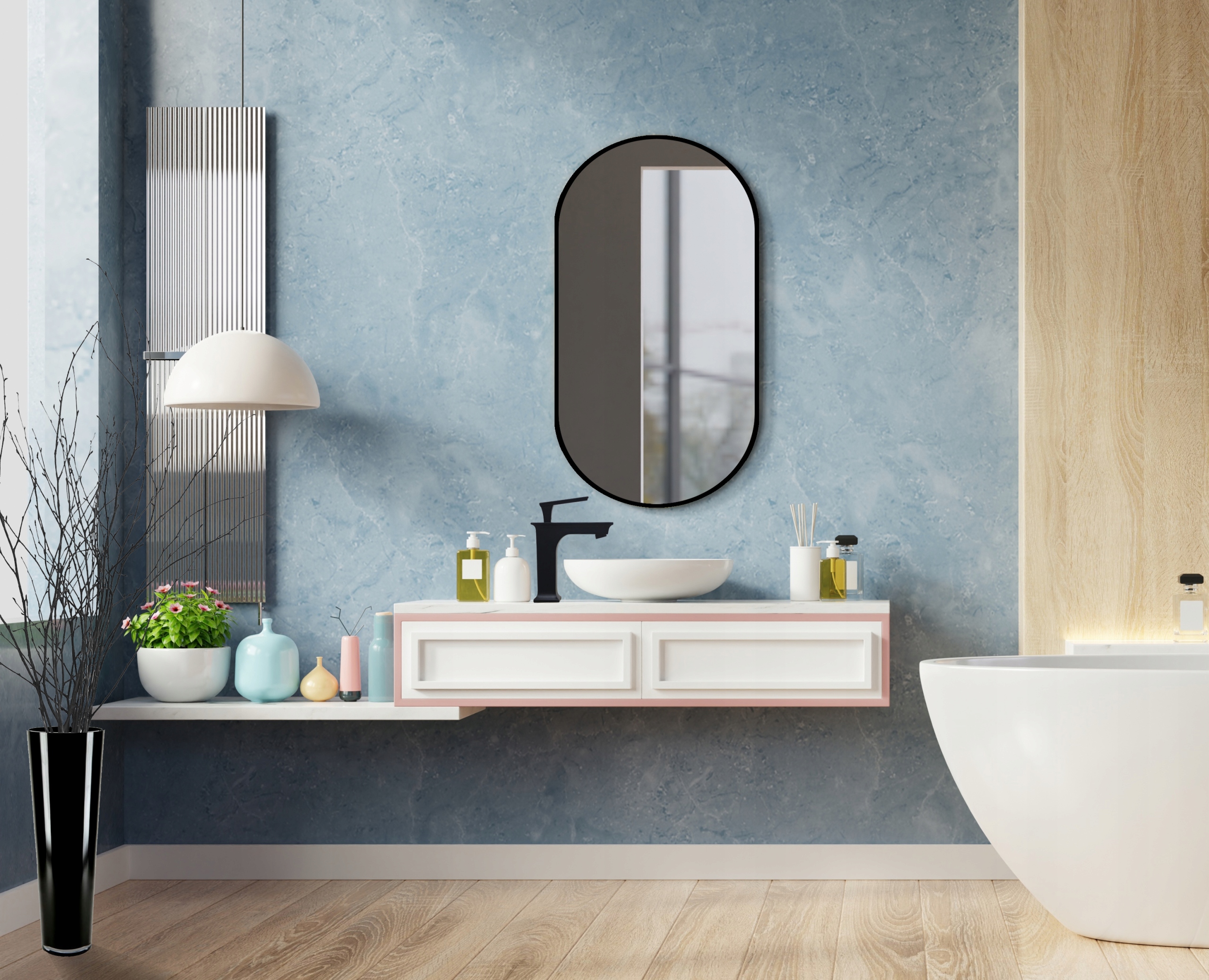 LUSTRO OWAL 70x50 WĄSKA ALUMINIOWA RAMA LOFT Marka RAMIX