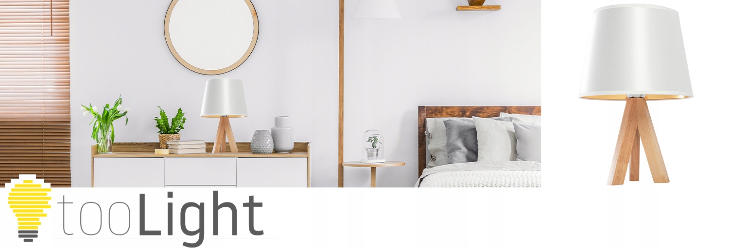 LAMPKA NOCNA STOJĄCA STOŁOWA BIAŁA DREWNO ABAŻUR Kolor biały wielokolorowy inny