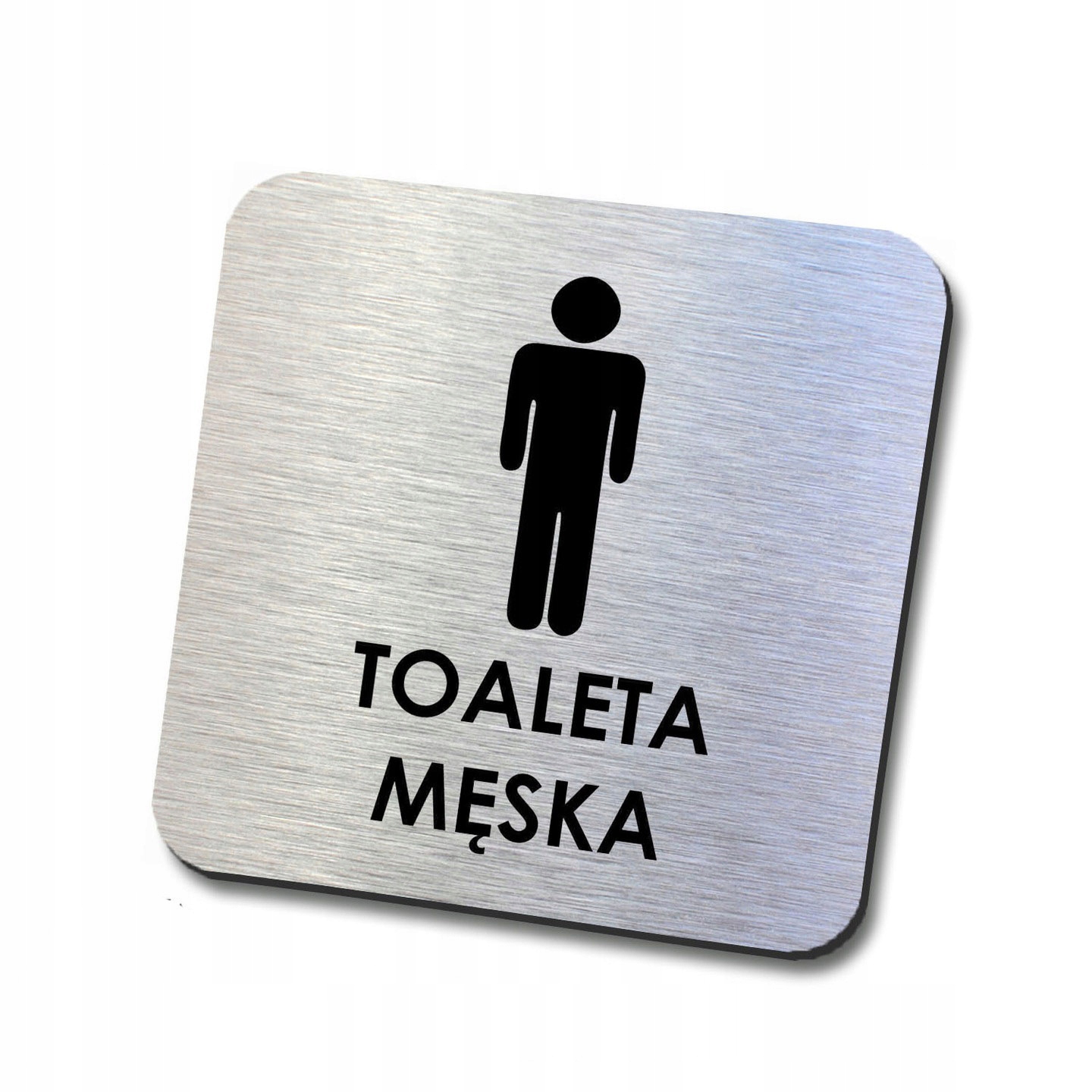 Srebrna tabliczka informacyjna sztućce 10x10 cm Szerokość produktu 10 cm