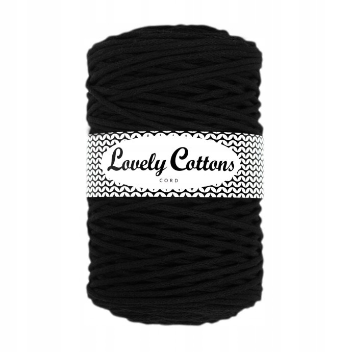 Sznurek pleciony bawełniny 3mm do szydełkowania Lovely Cotton 200m Czarny