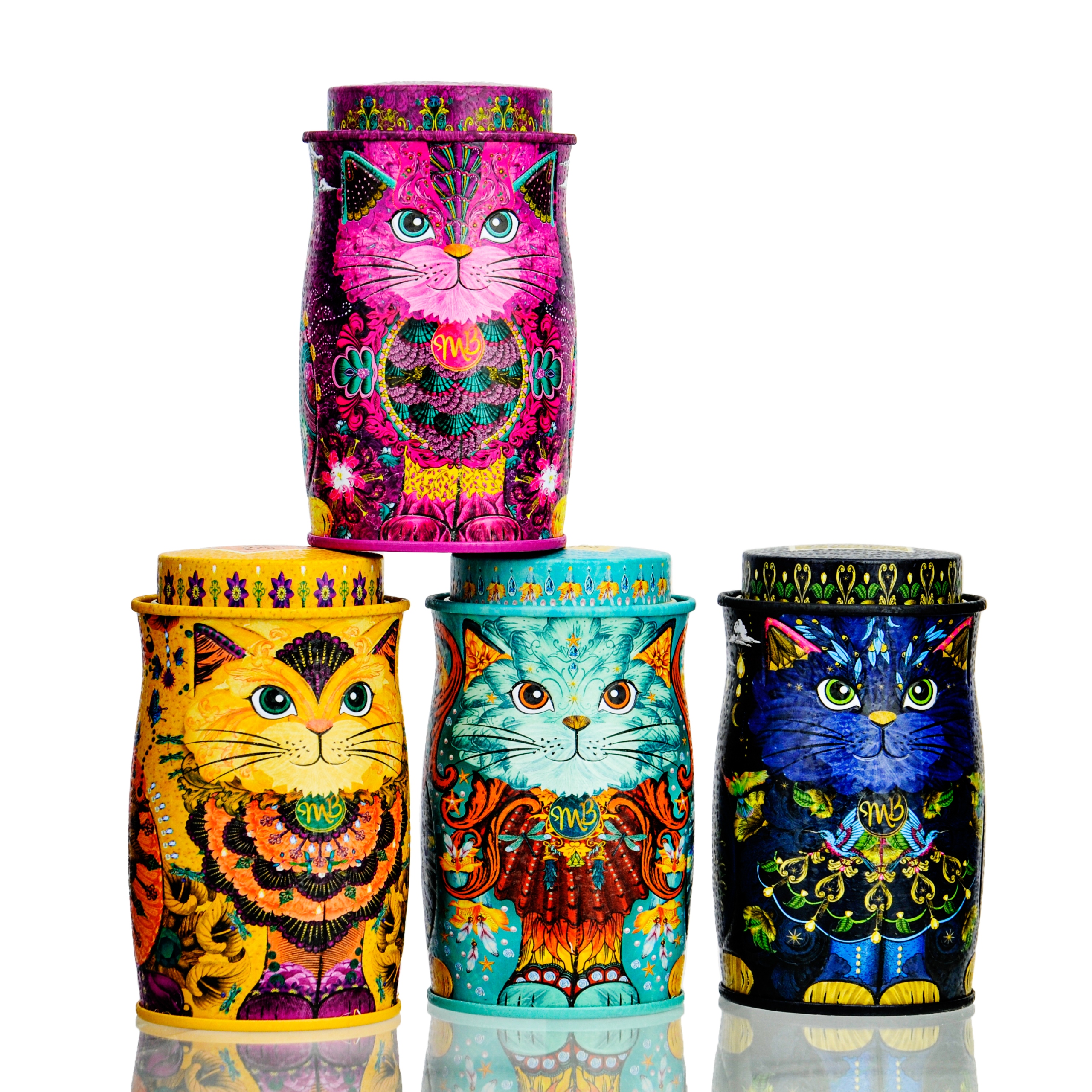 Levně Monty Bojangles Kit-tins Truffles x4 pralinky v úžasných kočičích plechovkách