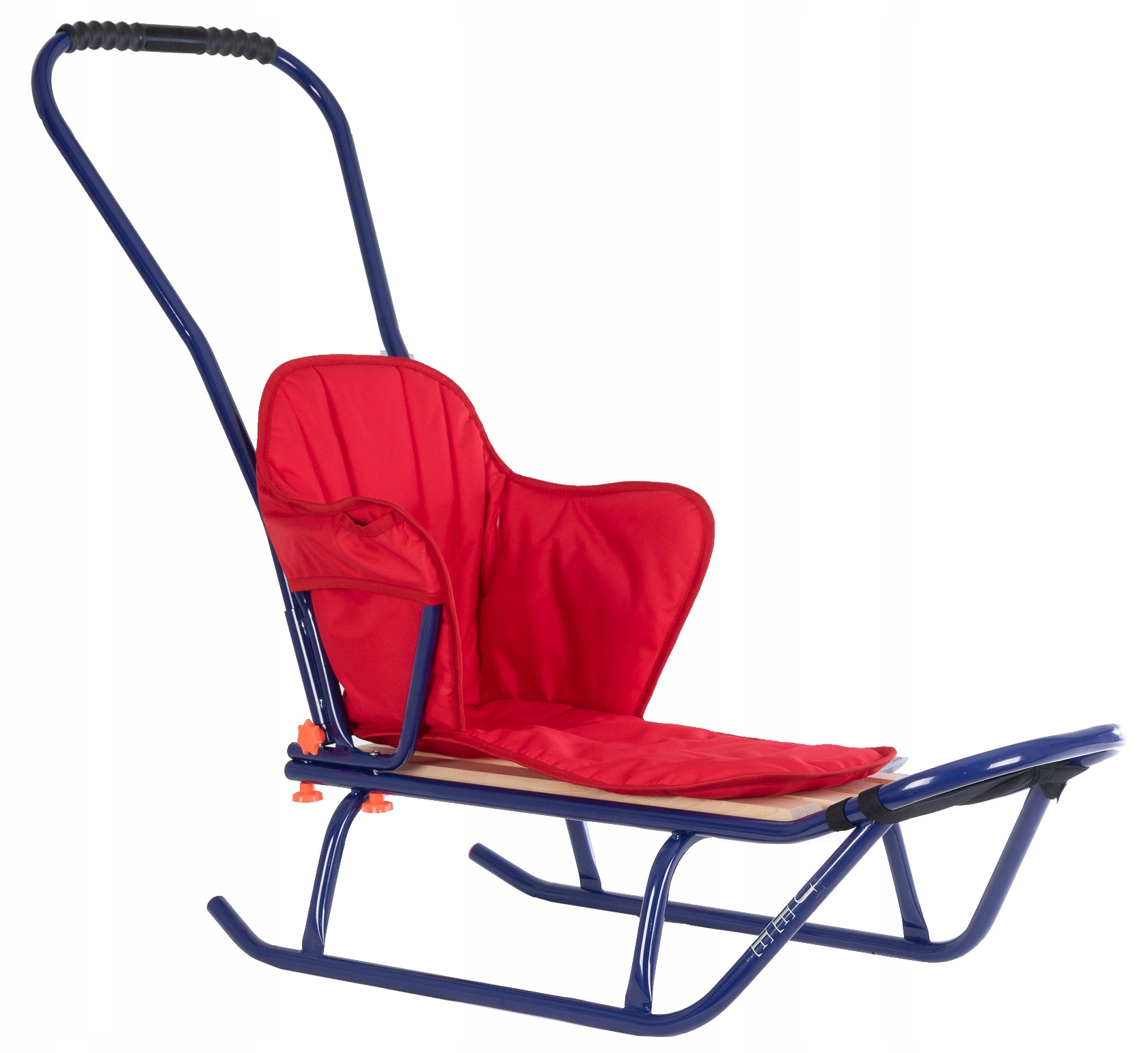 Polskie Sanki Metalowe Jee M Dla Dzieci Z Oparciem, Pchaczem I Materacykiem
