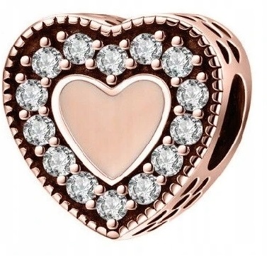 Šperky Pozlacené Růžové Srdce Smalt Srdíčko se Zirkony Stříbro 925
