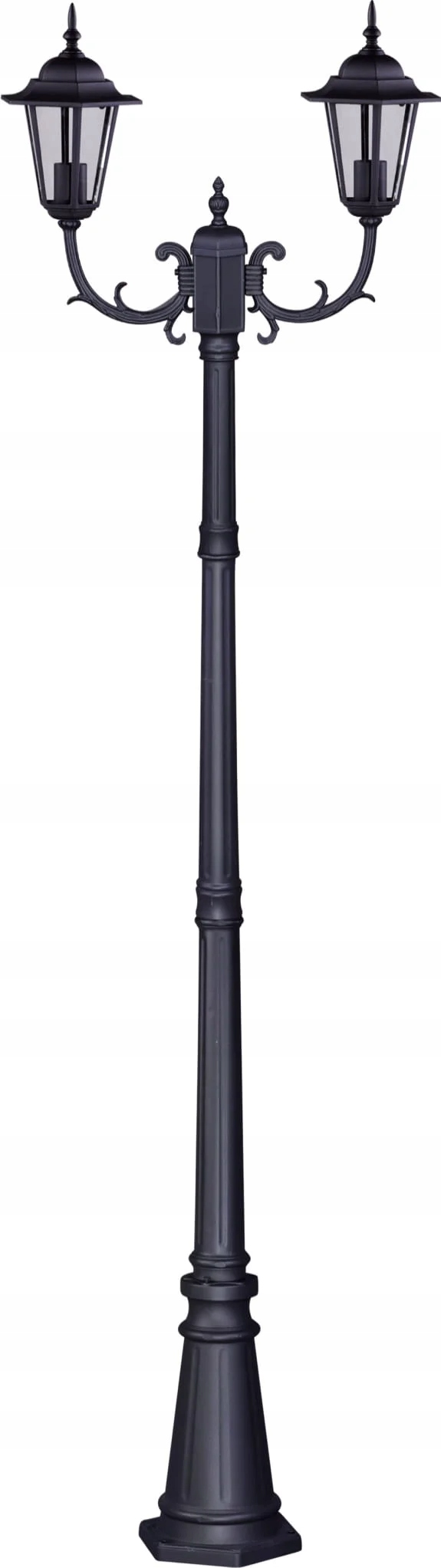 Stojaca pouličná lampa vonkajšia lampa čierna dvojitá retro 243 cm Kaja