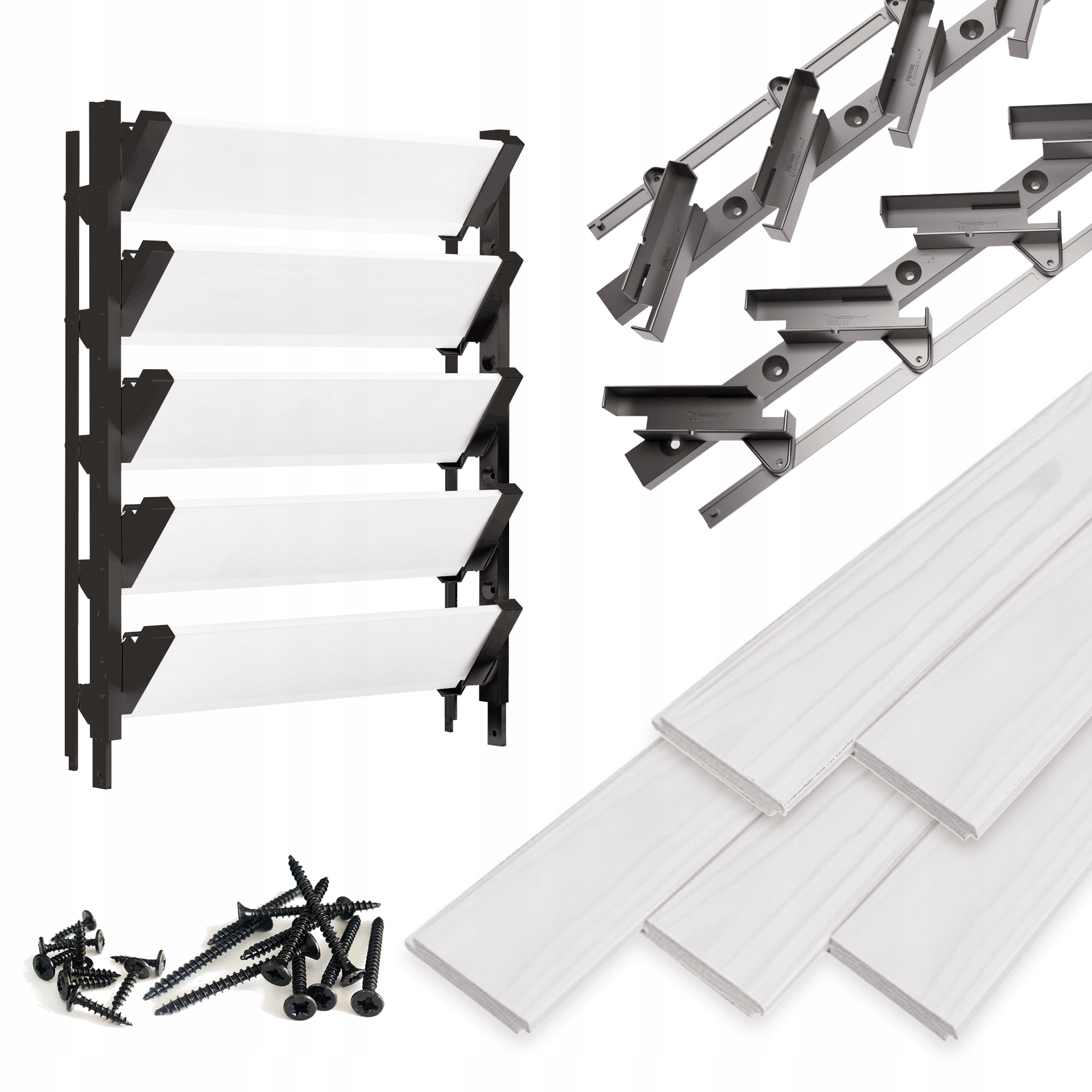 Pohyblivé dosky Biele 5 ks Shutters System Hdpe Terasové žalúzie Čierna