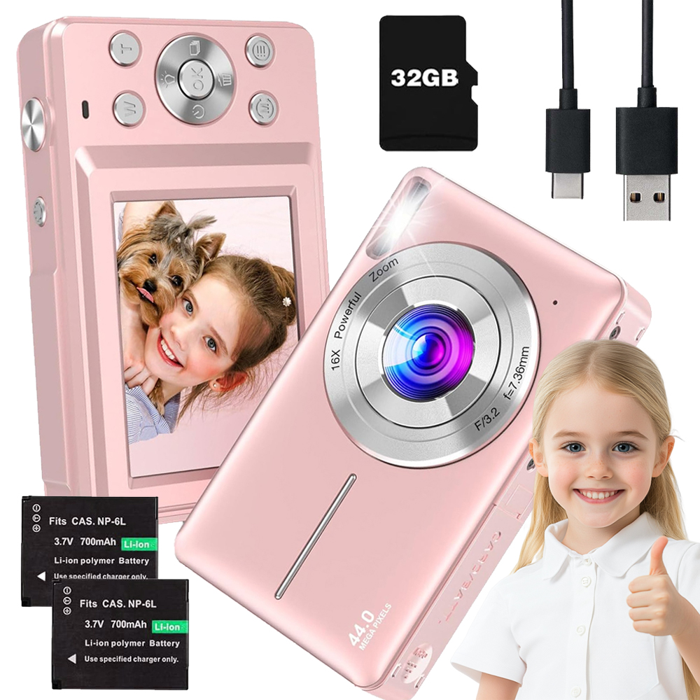 Aparat Cyfrowy 44MP Hd 1080P 16X Zoom Led Flash Funkcja Webcam Do