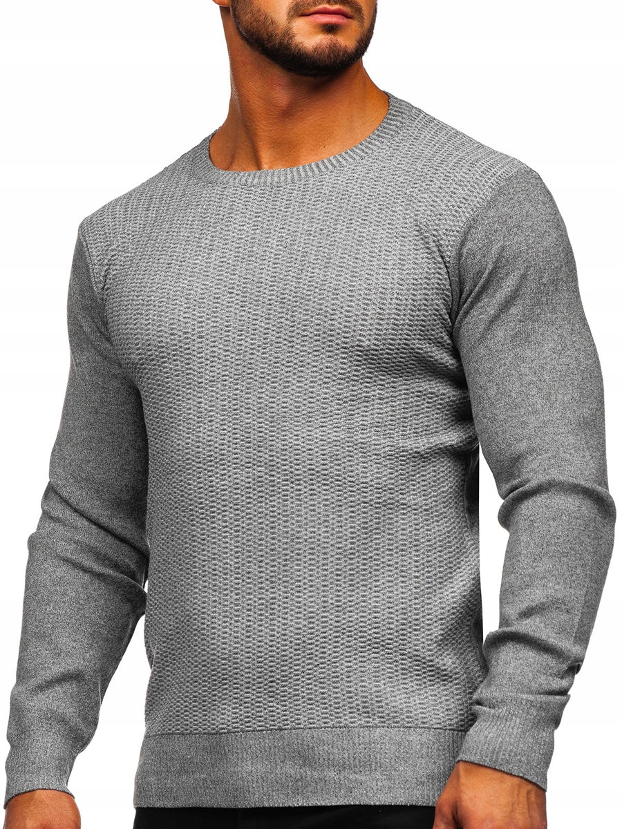 

Sweter Męski Basic Szary S8523 Denley_xl