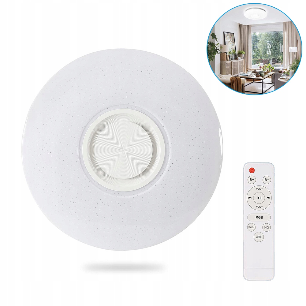 60W Rgb Led lampa s Bluetooth reproduktorem dálkový ovladač App, stmívatelné ovládání