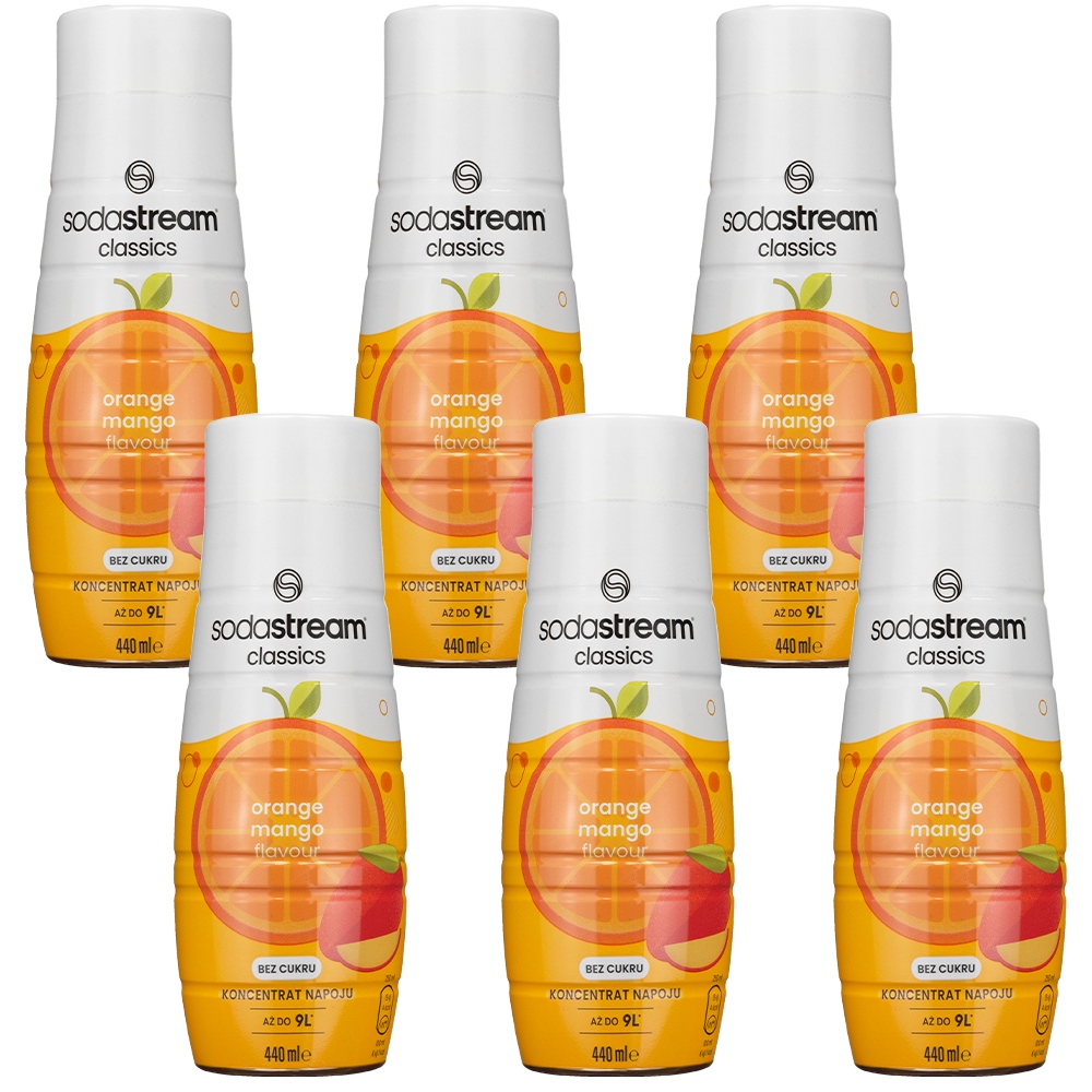 6 x Sirup Sodastream Pomeranč Mango Bez Cukru Šťáva Do Vody 9L Nápoje