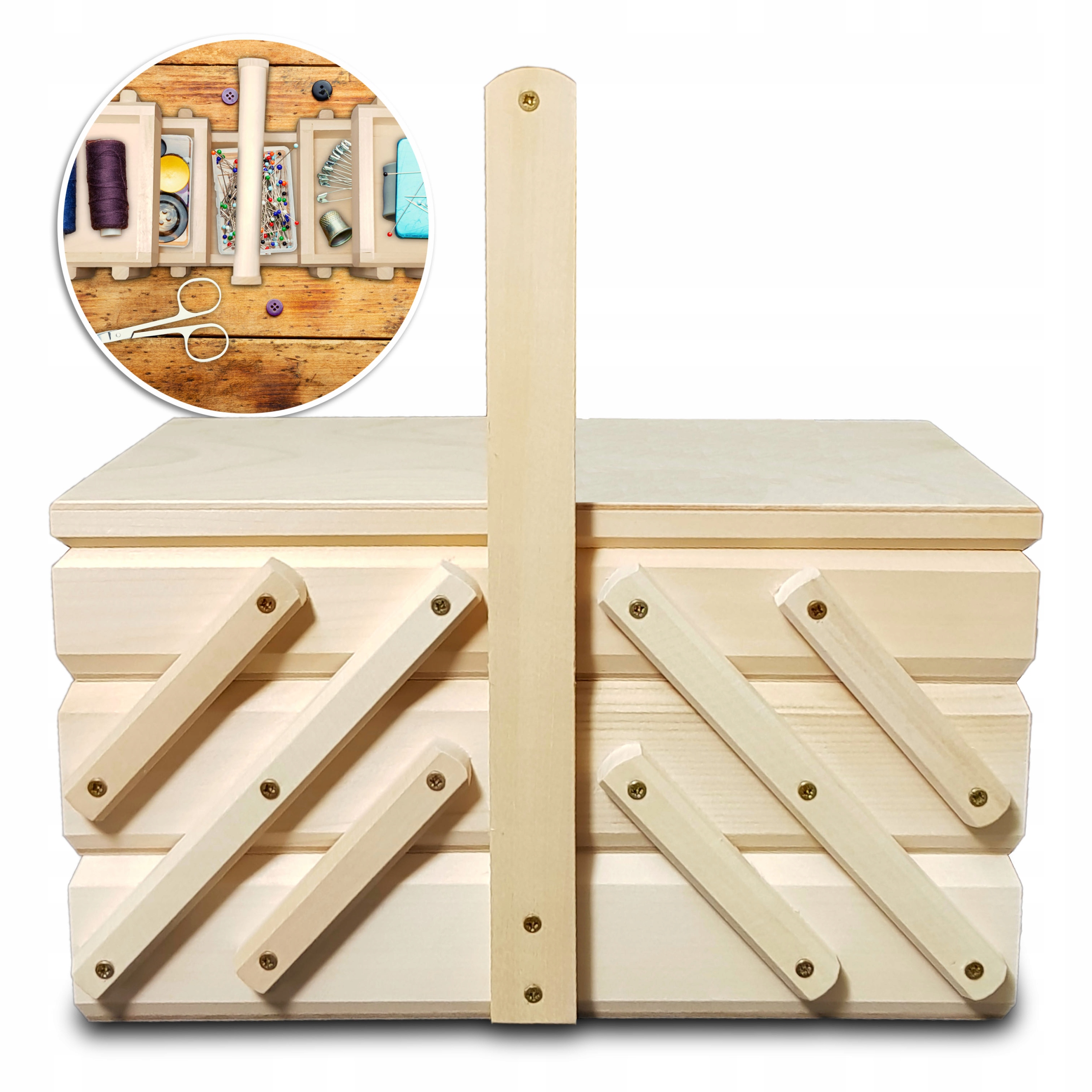 Niciarka Dřevěný Kufřík Zásobník na nitě