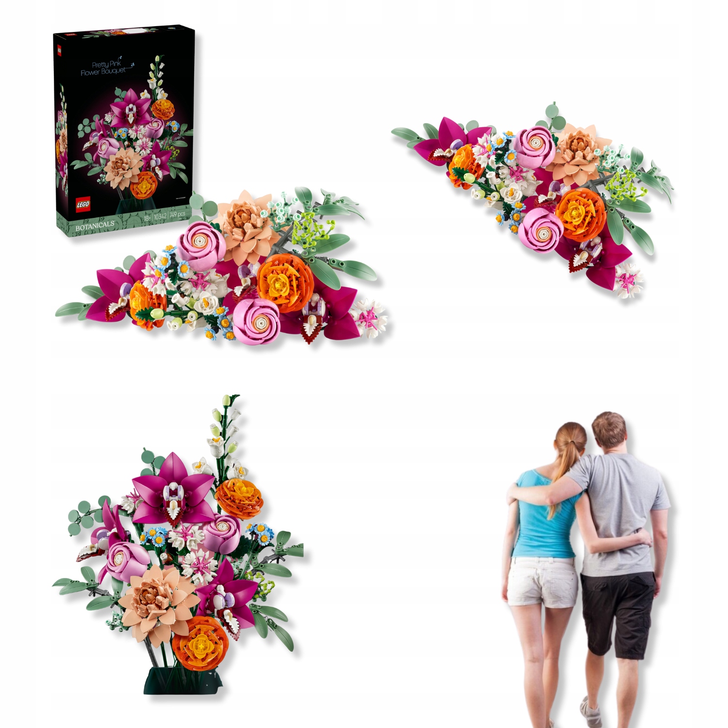 Lego 10342 Icons Botanicals Piękny bukiet różowych kwiatów Walentynki