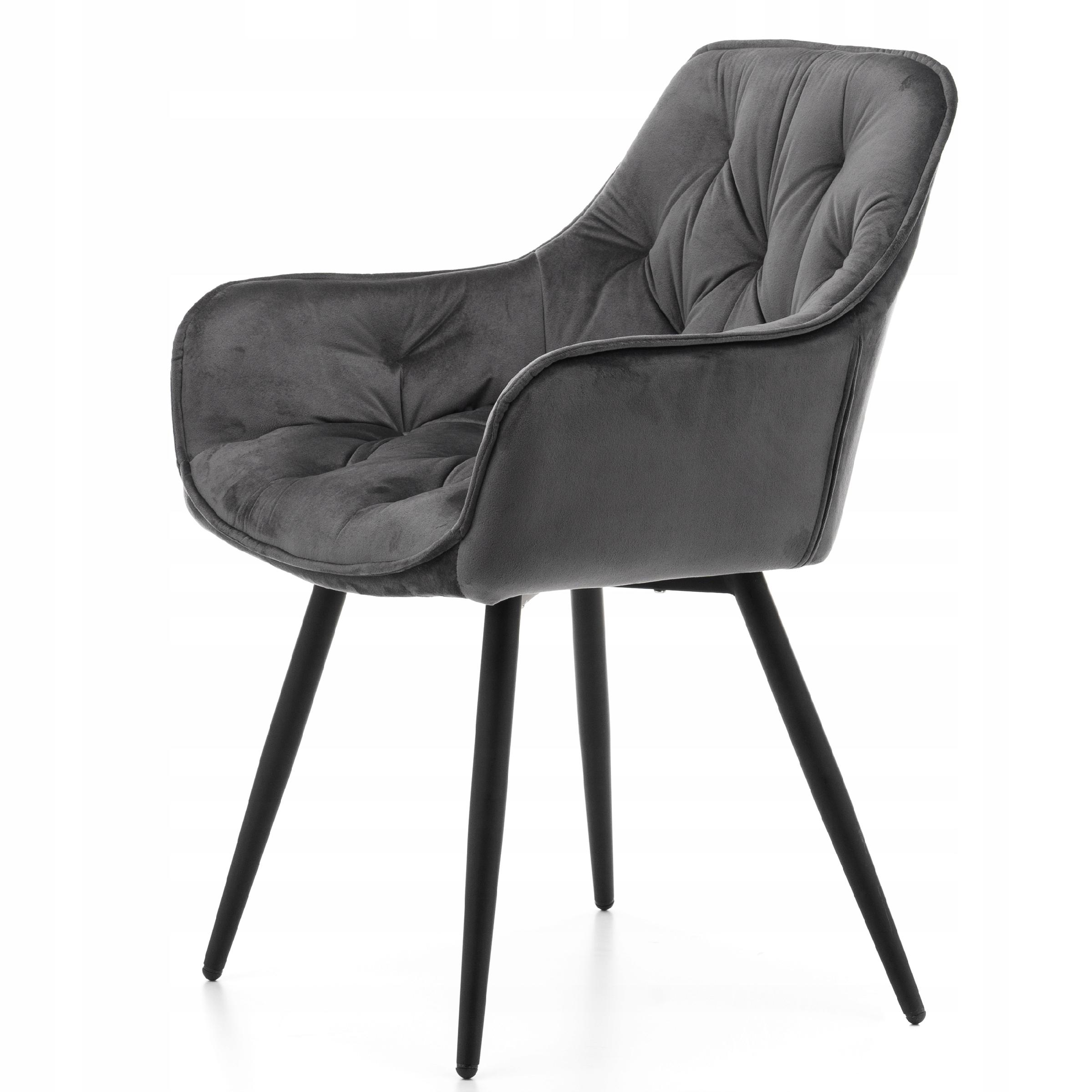 KRZESŁO TAPICEROWANE PIKOWANE DO SALONU JADALNI WELUROWE SZARE SIENA Marka New Home