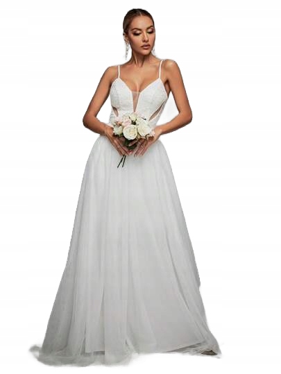 Svatební Šaty Dámské Bílé Tylové Dlouhé 38 V9A