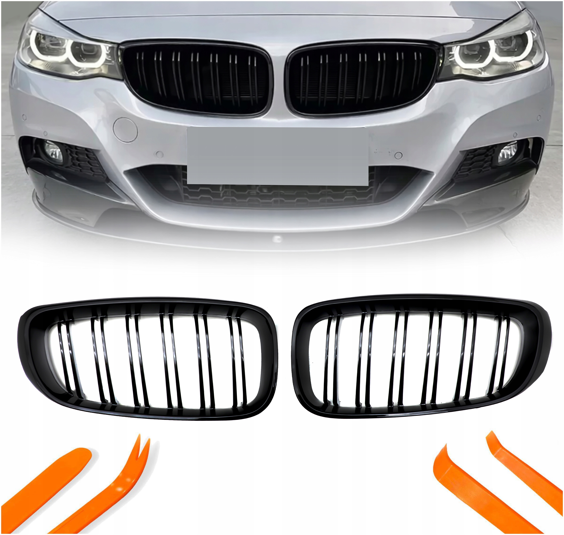 Atrapa Gril Nerki Bmw 3 Gt F34 Černý Lesk 2 Žebra 2013-2020