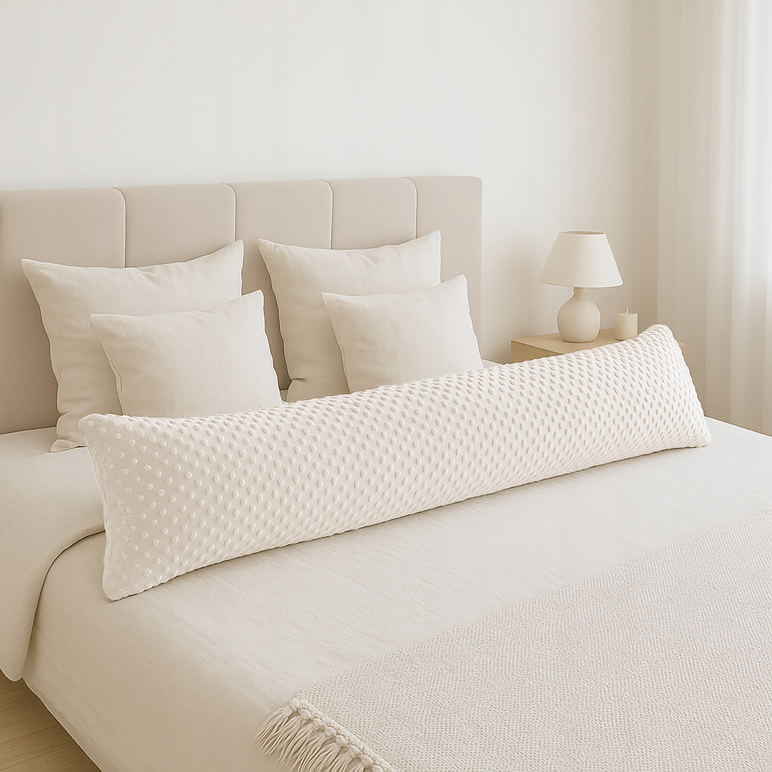 Long polštář s polštářkem 40x145 na spaní na Boku Břicha ozdobný Minky W91