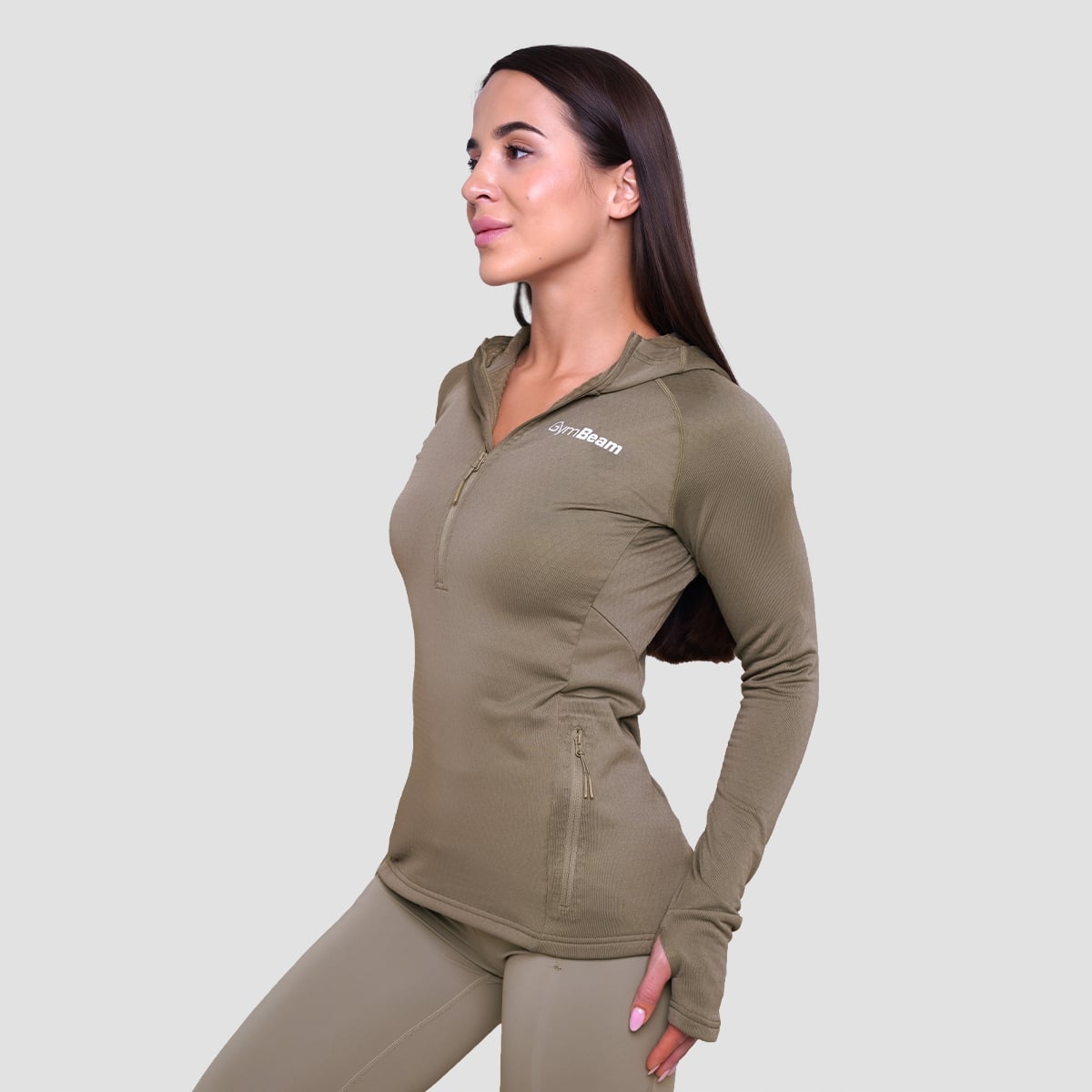 GymBeam Damska bluza do biegania Pulse 1/2 Zip Vetiver S