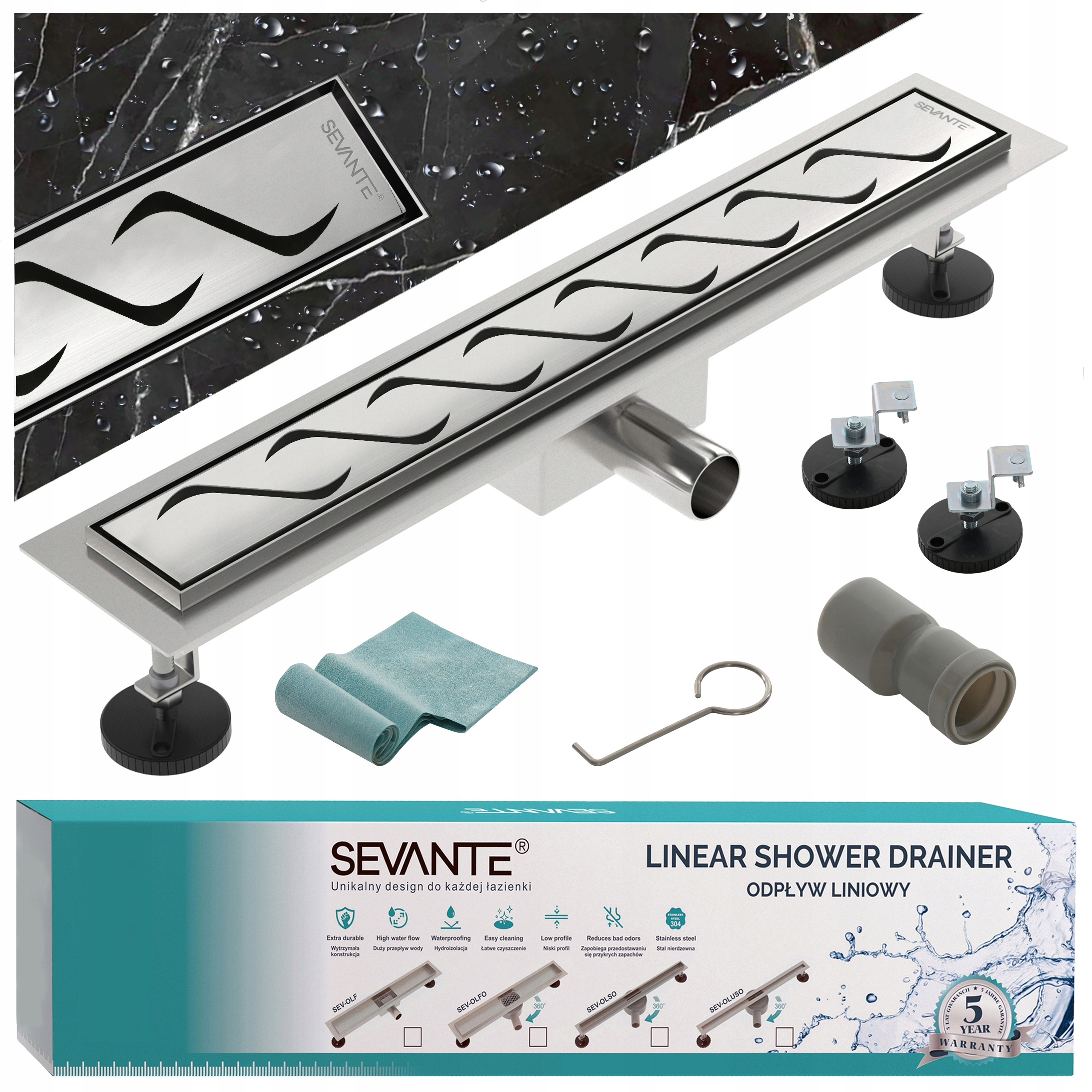 Lineárny odtok s maskovačom 100 cm Flat inox oceľ 304, vysoká priepustnosť