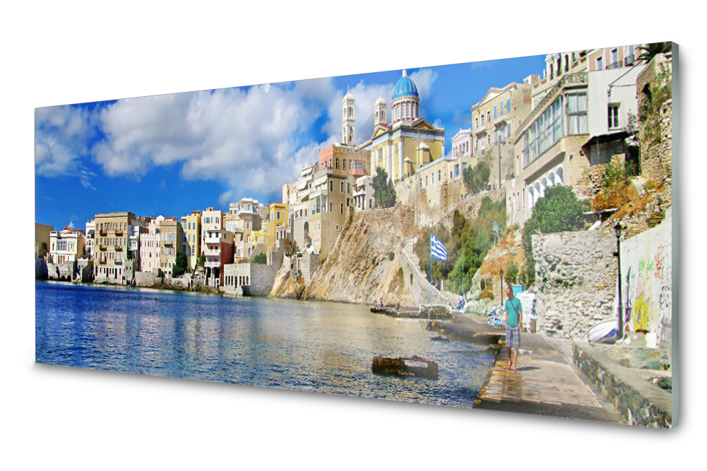 

Panel szklany do kuchni Miasto Morze 125x50