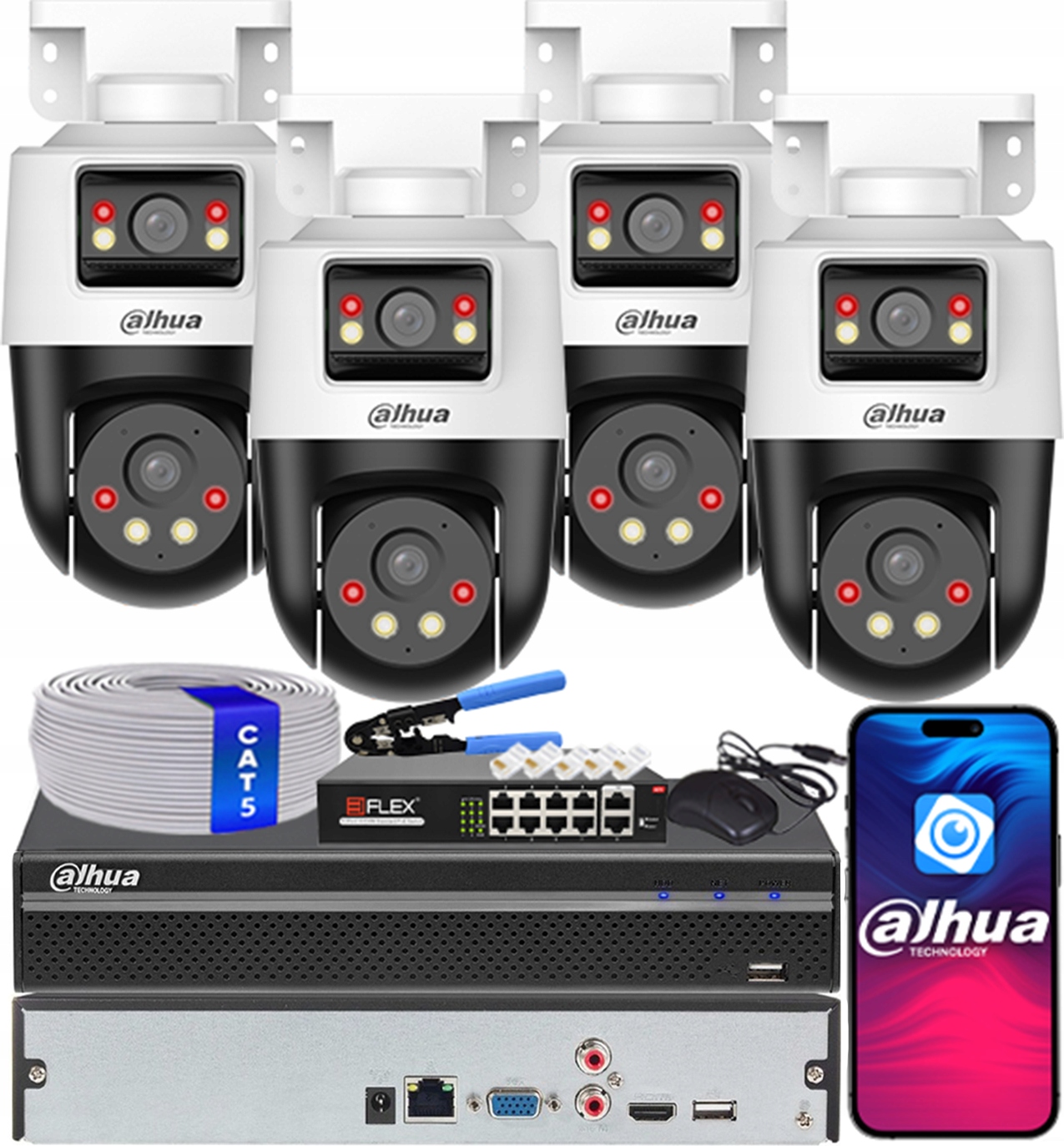 Sada pro monitorování 4x IPC-PTS1439B-E2-S-PV Dahua 4Mpx 4Mpx Dual Light