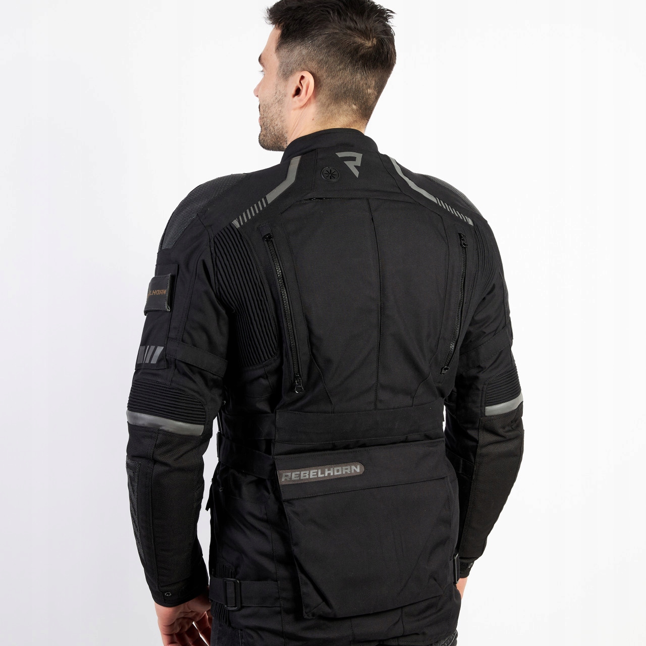 KURTKA MOTOCYKLOWA MĘSKA TEKSTYLNA WODOODPORNA Kolor czarny