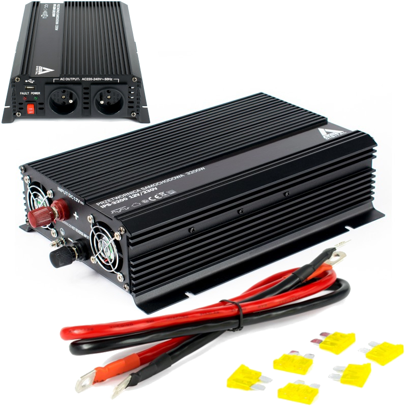 PRZETWORNICA NAPIĘCIA 12V 230V SAMOCHODOWA 3200W