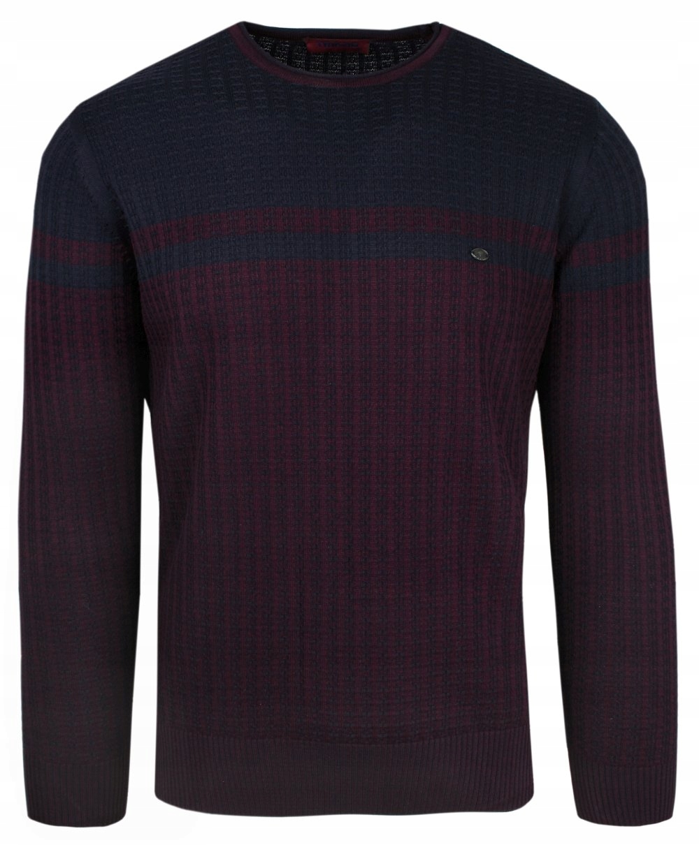 Modro-bordový svetr Kulatý dekolt Trikko XL