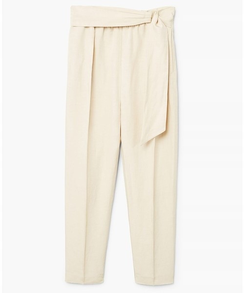 E015B33 Mango SPODNIE CYGARETKI PASEK BEŻOWE S Rozmiar S