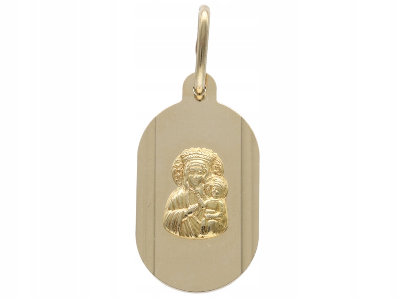 Zlatý medailonek 585 Matka Boží s dítětem Křest a Svaté Přijímání jako dárek 14k