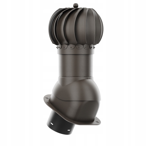 Rotačný krb Rotoline pre plechovú krytinu H fi 150 mm, guľovitý, tmavo hnedý