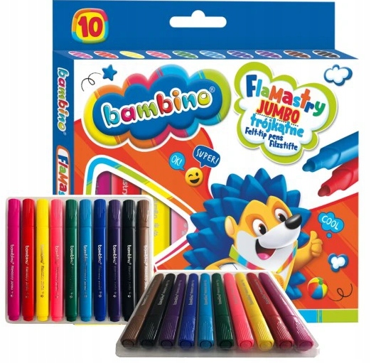 

Flamastry trójkątne XXL Jumbo 10 kol Bambino