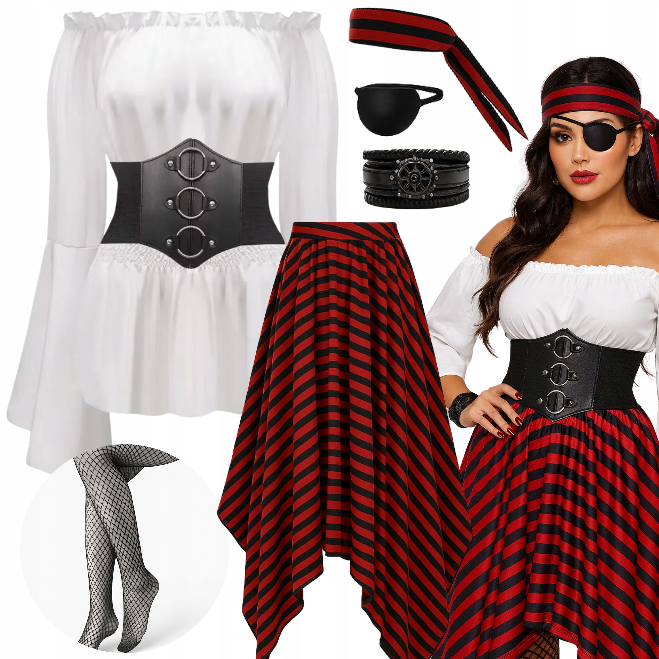 Kostým Pirátky Paní Pirátky Na Halloween L XL 170 176 CM