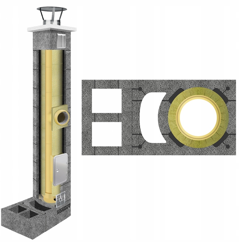 Keramický komínový systém KW+W2 fi 160 15 m, zateplený izolovaný set 36x74