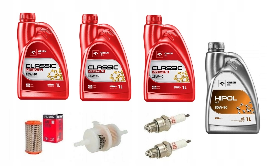 Fiat 126p Zestaw Serwisowy Olej Orlen Filtr powietrza paliwa Hipol Mf