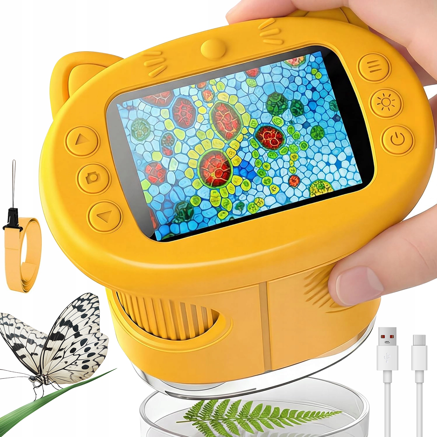 MIKROSKOP LCD IPS CYFROWY DLA DZIECI LED ZOOM EDUKACJA 2MP 1000X