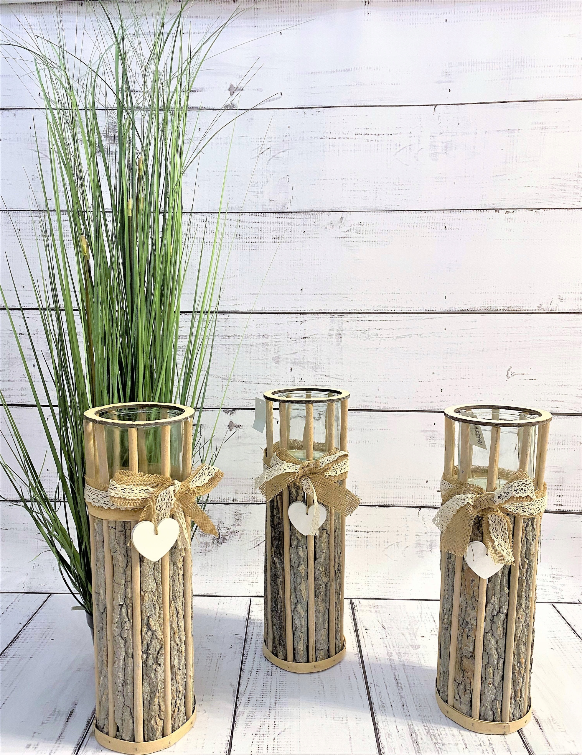 DUŻY LAMPION DREWNIANY Z KORĄ 51 CM Marka bez marki