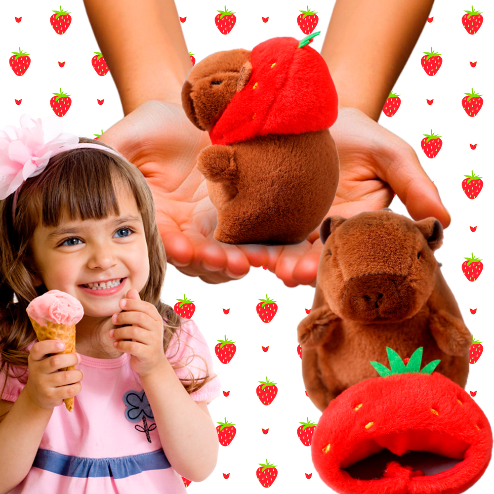 MASKOTKA KAPIBARA PLUSZAK KAPIBARA Z CZAPKĄ TRUSKAWKĄ BRELOCZEK DO KLUCZY Marka 100