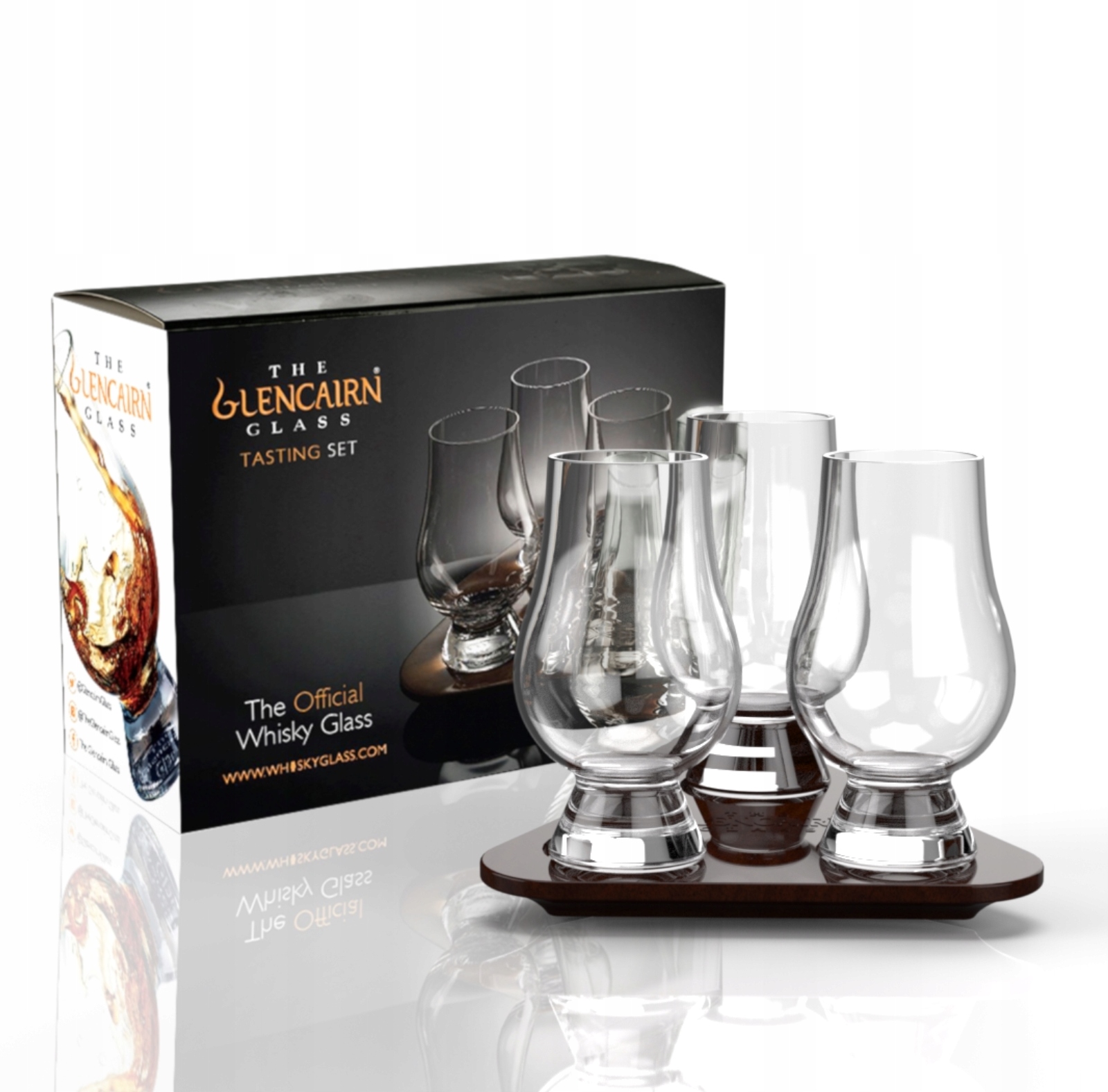 

Zestaw degustacyjny szklanki Glencairn Glass taca