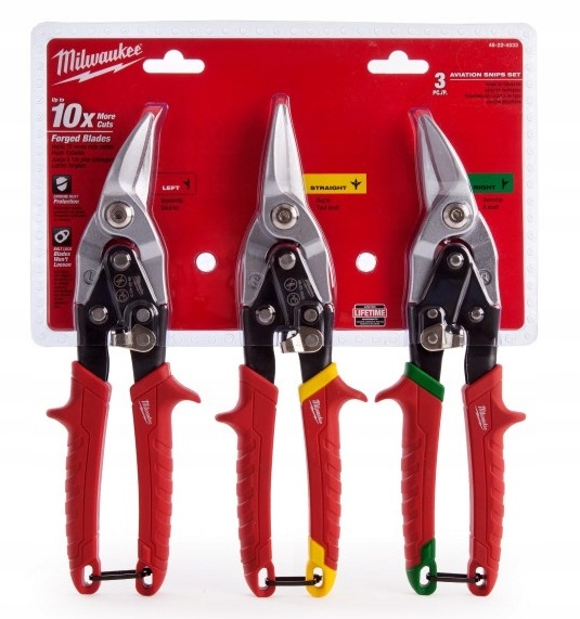 

Milwaukee Zestaw Nożyc do blachy 260mm prawe lewe