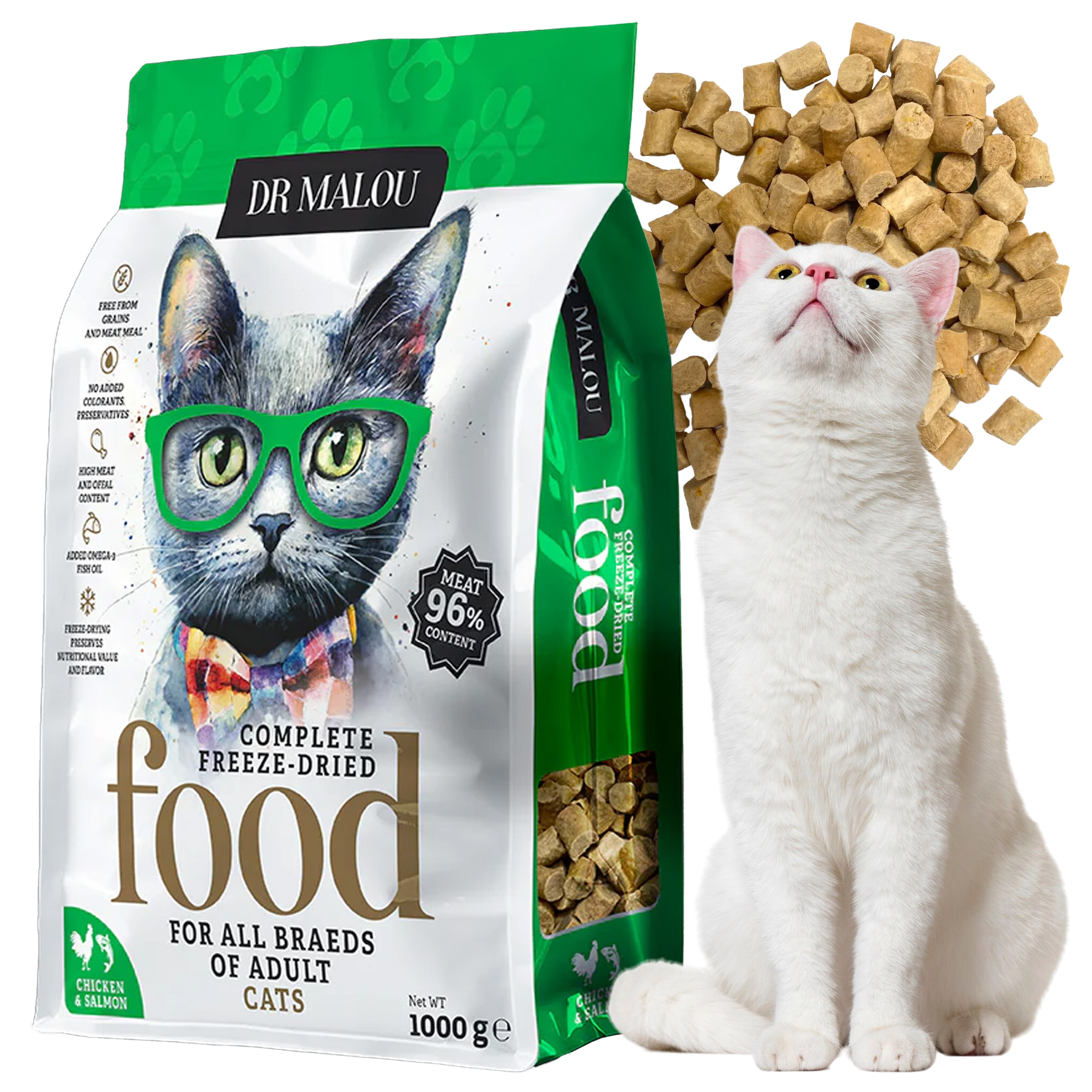 Krmivo krmivo pro kočky Dr. Malou kuře a losos 1 kg