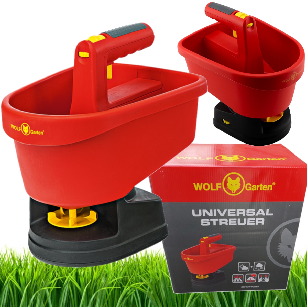 RĘCZNY ELEKTRYCZNY SIEWNIK ROZSIEWACZ 3L WE-B 250cm NA BATERIE WOLF-Garten