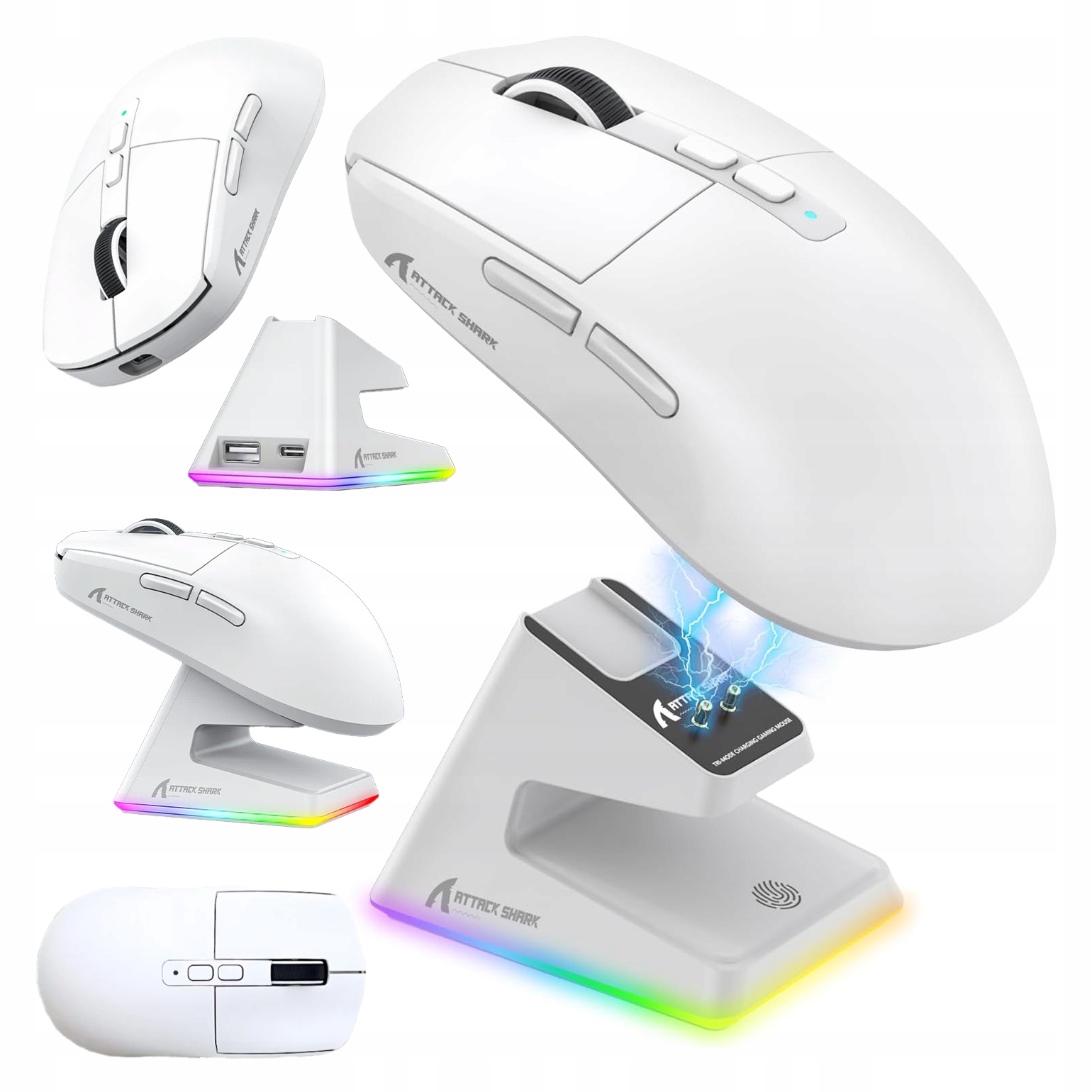 Bezprzewodowa mysz gamingowa Attack Shark X6 ze stacją ładującą Rgb Bt 2.4G